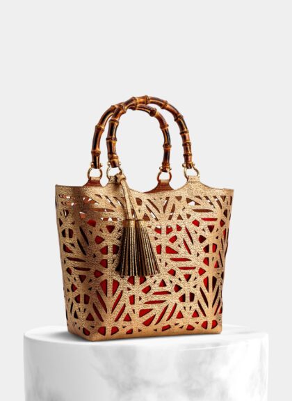 Cork Gold Basket Bambu Handbag - Shop now at StudioCork