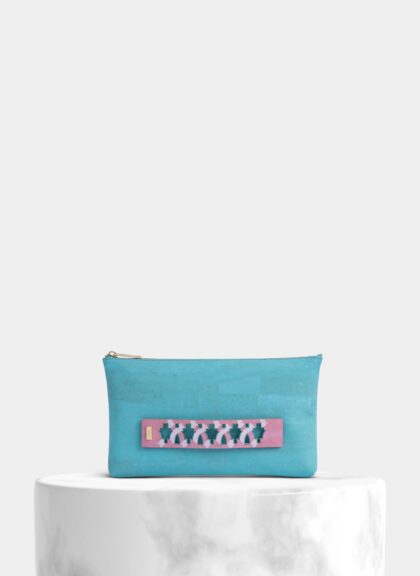 Turquoise Cork Clutch & Crossbody Bag Pink Handle - Shop now at StudioCork