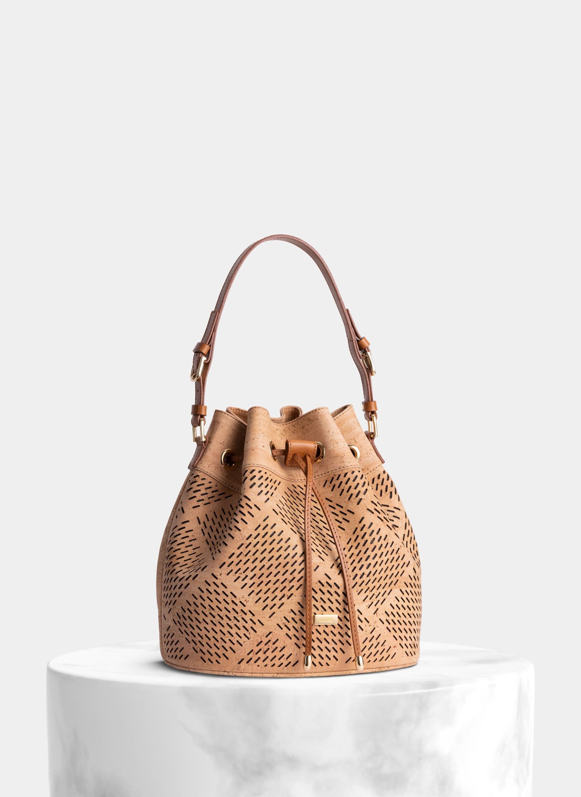 Natural Cork Bucket Bag Texture Detail - Shop now at StudioCork