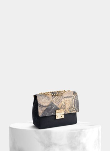 Black Cork Crossbody Bag Abstract Marble Flap - Shop now at StudioCork