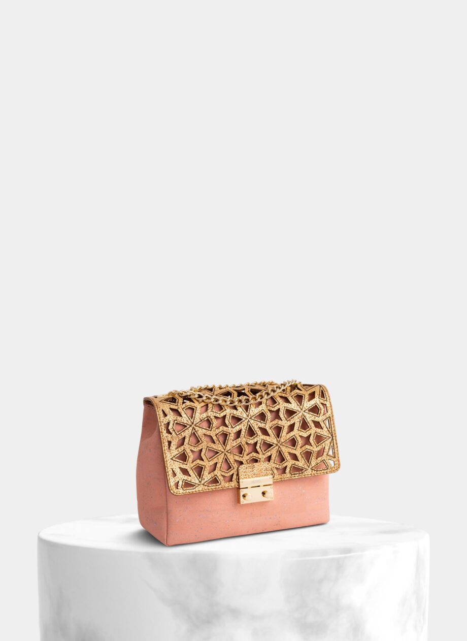 Peach Cork Crossbody Bag Gold Texture Flap - Shop now at StudioCork