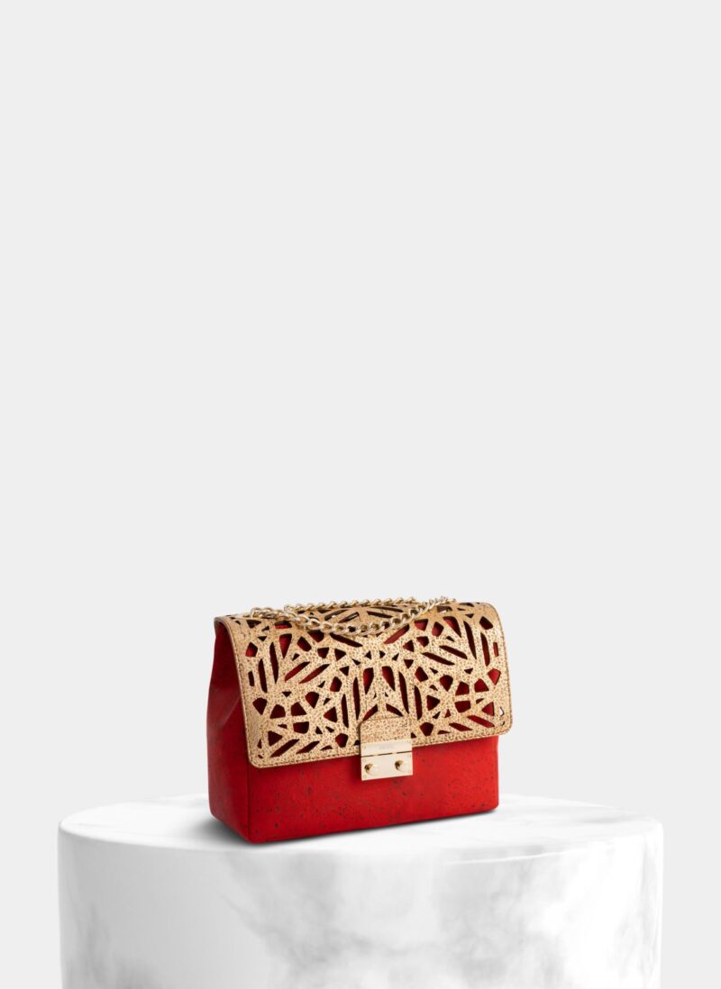 Red Cork Crossbody Bag Gold Texture Flap - Shop now at StudioCork