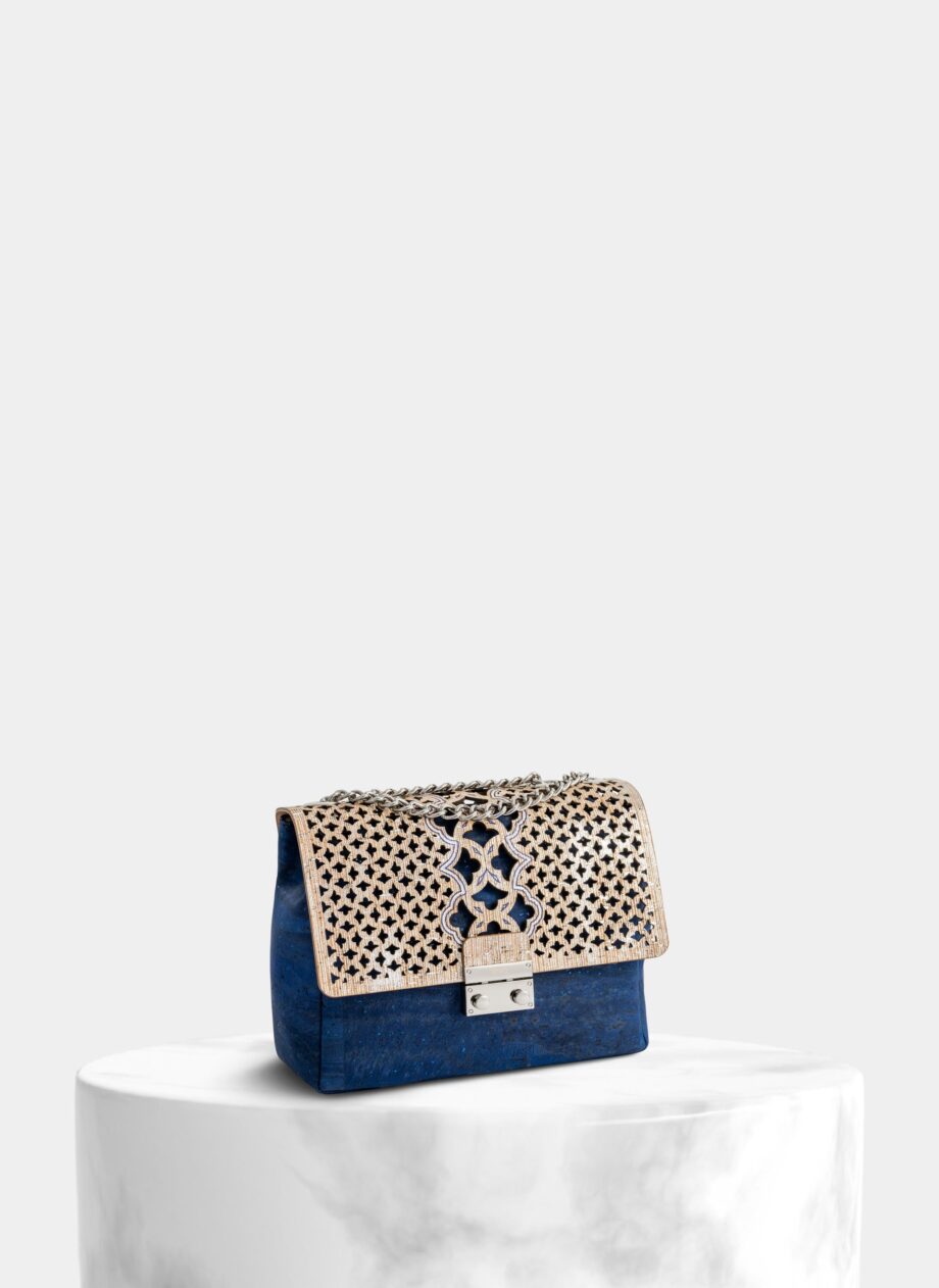 Blue Cork Crossbody Bag Silver Texture Flap - Shop now at StudioCork