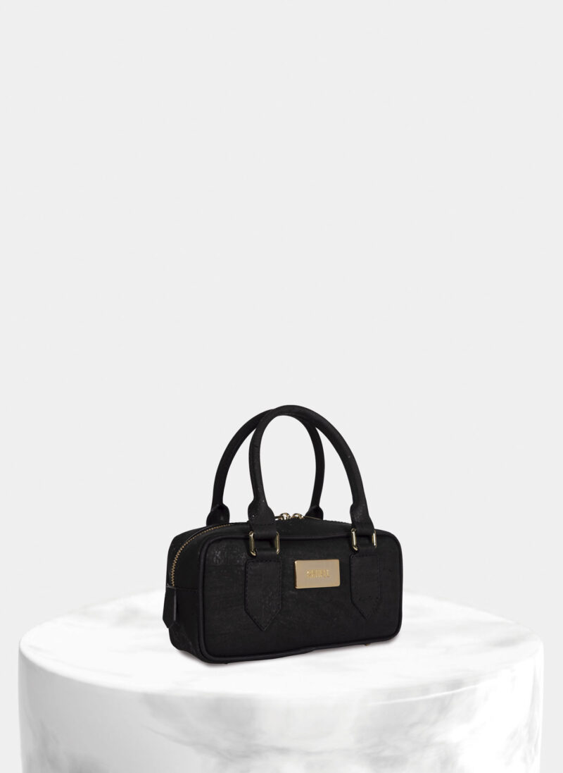 Classic Cork Black Box Handbag Mini Size